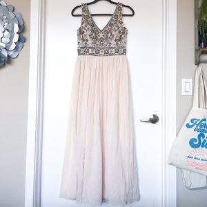BHLDN Cream Beige Beaded Bridesmaid Dress